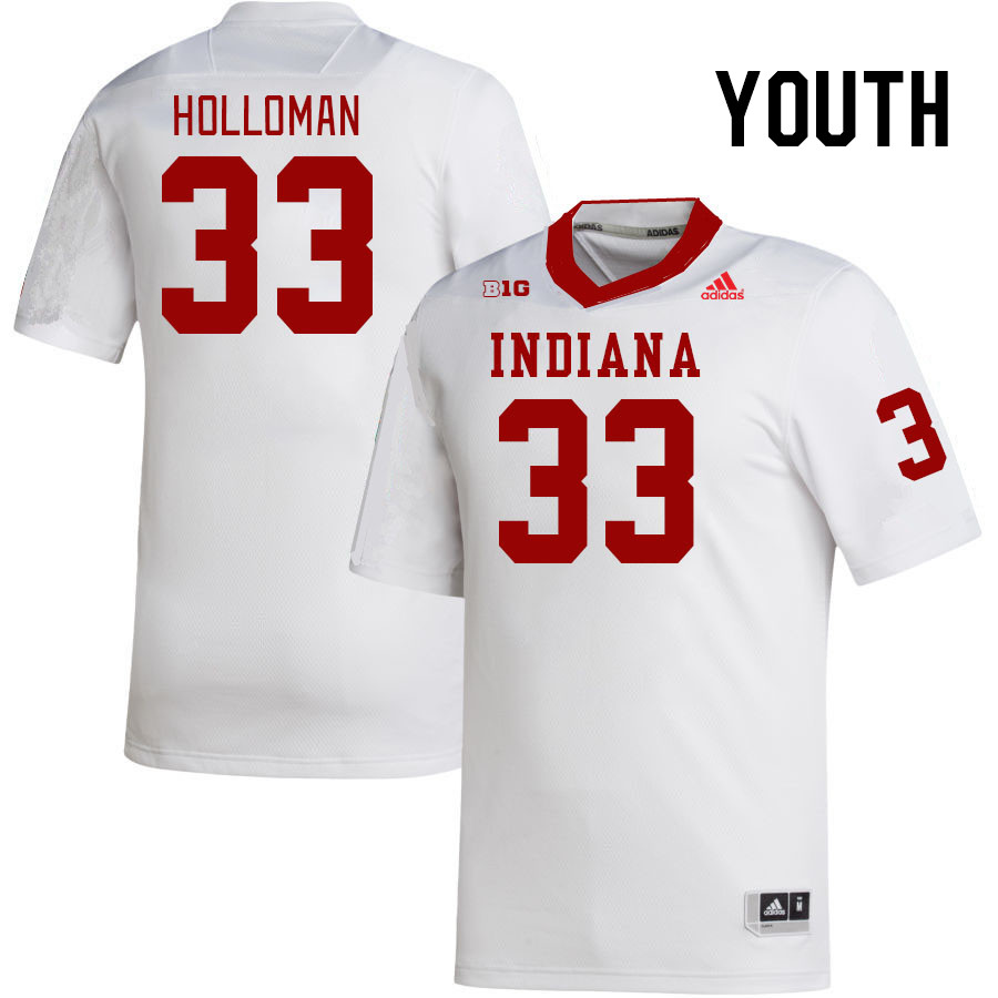 Youth #33 David Holloman Indiana Hoosiers College Football Jerseys Stitched-White